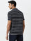 WES Casuals Navy Striped Relaxed-Fit Polo T-Shirt