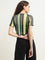 Nuon Lime Stripe Printed Mesh Top