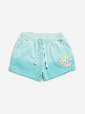 HOP Kids Mint Text Design Mid-Rise Shorts