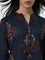 Utsa Indigo Bird Printed Straight Cotton Kurta