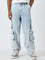 Nuon Light Blue Cargo-Style Mid-Rise Relaxed-Fit Jeans