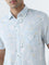 WES Casuals Light Blue Floral Printed Slim-Fit Cotton Shirt