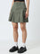 Nuon Olive Cargo-Style High-Rise Denim Skirt