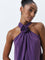 Wardrobe Purple Rosette Detailed Halter-Neck Top