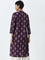 Utsa Purple Jamdani Printed Straight Cotton Kurta