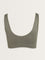 Superstar Olive Ribbed Textured Padded Plunge Cotton Bra