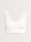 Superstar White Ribbed Textured Padded Plunge Cotton Bra