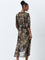 Wardrobe Olive Abstract Design Wrap Dress with Belt