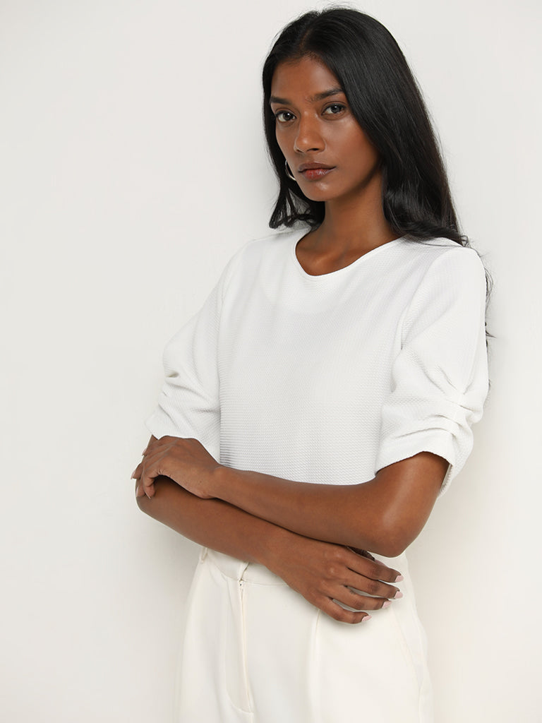 Wardrobe White Self-Textured Top