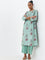 Zuba Mint Floral Printed A-Line Kurta