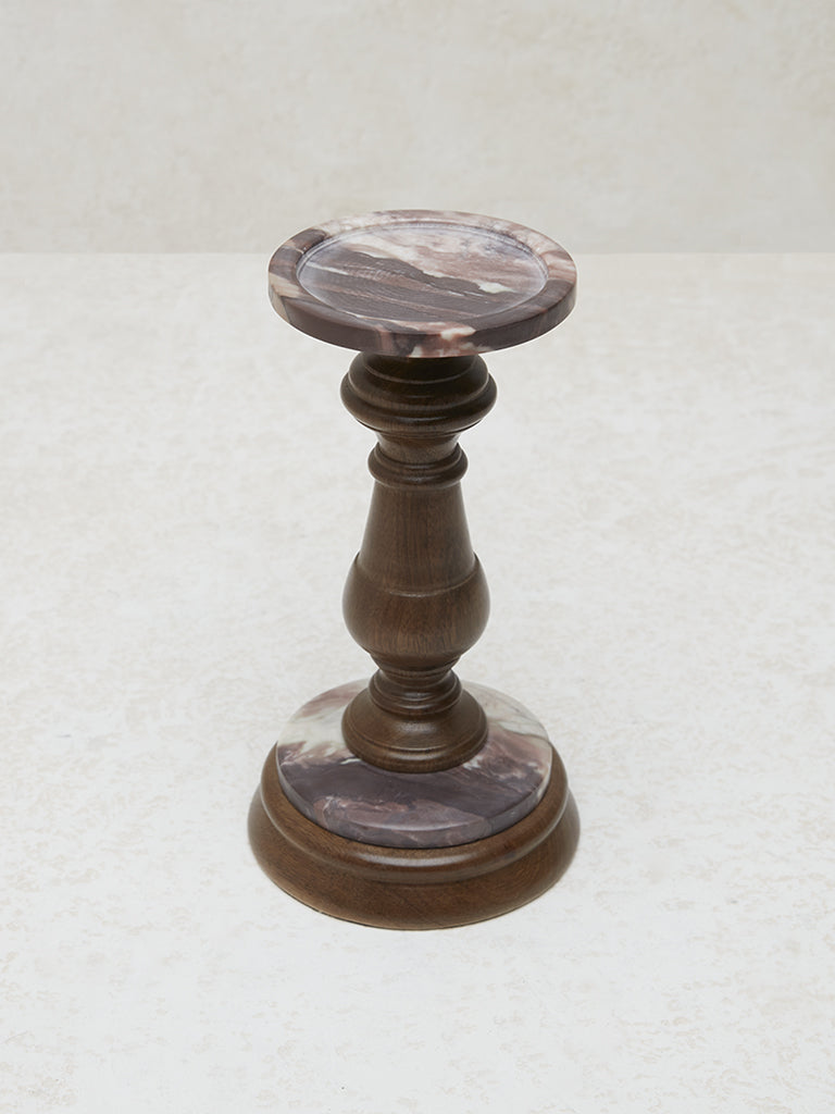 Westside Home Dark Brown Wooden Candle Stand - Small