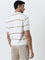 Ascot Beige Stripe Printed Relaxed-Fit Knitted T-Shirt