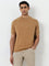 Ascot Tan Self-Textured Relaxed-Fit Cotton T-Shirt