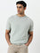 Ascot Mint Self-Textured Relaxed-Fit Cotton T-Shirt