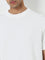 Ascot White Self-Textured Relaxed-Fit Cotton T-Shirt