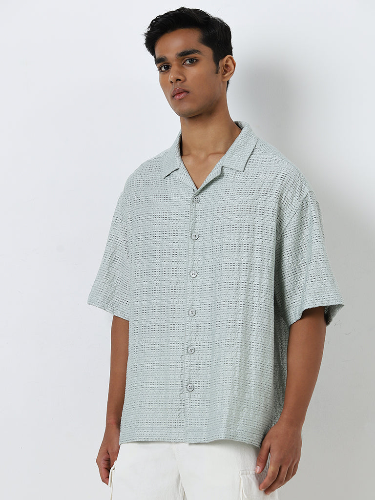 Nuon Mint Knit-Textured Oversized Shirt