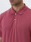 WES Casuals Rose Pink Relaxed-Fit Cotton Blend Polo T-Shirt