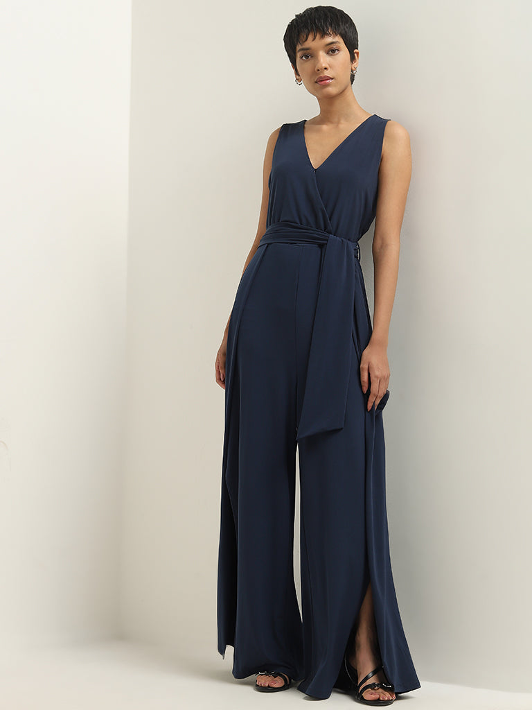 Wardrobe Navy Jumpsuit with Belt