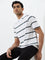 WES Lounge White Striped Relaxed-Fit T-Shirt