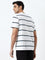 WES Lounge White Striped Relaxed-Fit T-Shirt