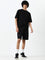 Studiofit Black Textured Relaxed Fit T-Shirt