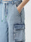 Nuon Light Blue Relaxed - Fit Cargo-Style Mid - Rise Jeans