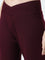 Superstar Burgundy Ribbed Textured Mid-Rise Pants