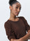 Wardrobe Brown Ribbed Textured Top