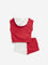 HOP Kids Red Cotton Sweatshirt with Mid-Rise Shorts Set