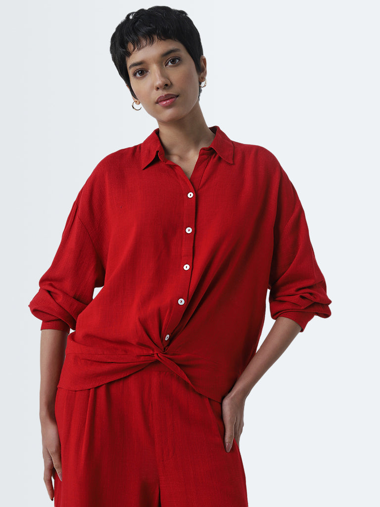 LOV Red Knot Detail Shirt