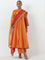 Vark Orange Zari Embroidered Kurta, Pants and Dupatta Set