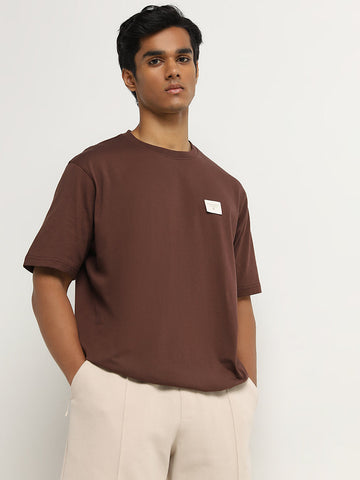 Studiofit Dark Brown Slim-Fit Cotton T-Shirt