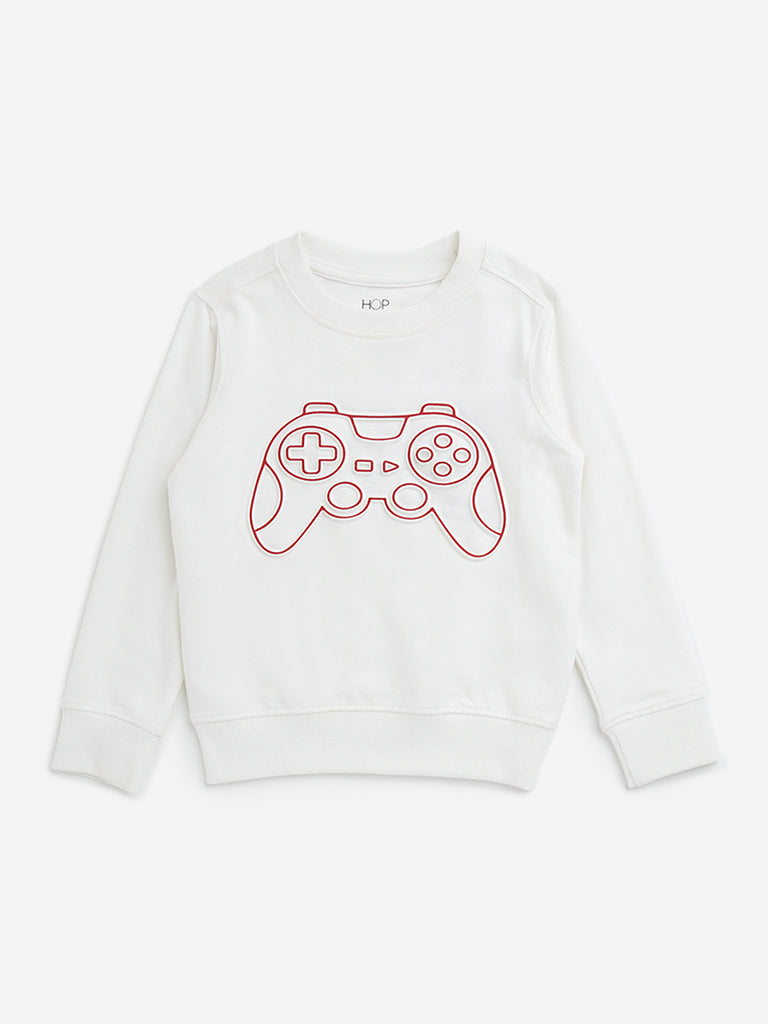 HOP Kids Off-White Video Game Design Cotton Sweatshirt