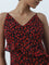 LOV Red Ruffled Floral A-Line Dress