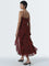 LOV Red Ruffled Floral A-Line Dress