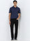 WES Casuals Dark Blue Relaxed-Fit Cotton Blend Polo T-Shirt