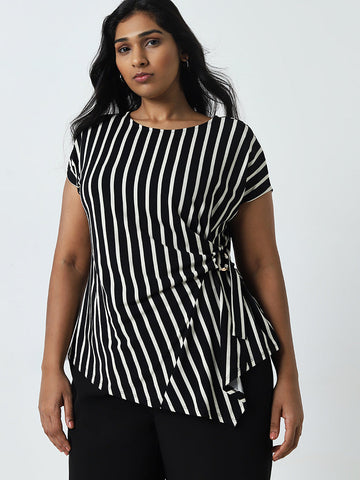 Gia Black Striped Top