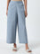 Utsa Light Blue High-Rise Straight Cotton Pants