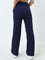 Studiofit Navy High-Rise Cotton Blend Track Pants