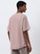 Studiofit Dusty Pink Text Design Relaxed-Fit Cotton T-Shirt