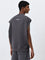 Studiofit Grey Text Design Relaxed-Fit T-Shirt