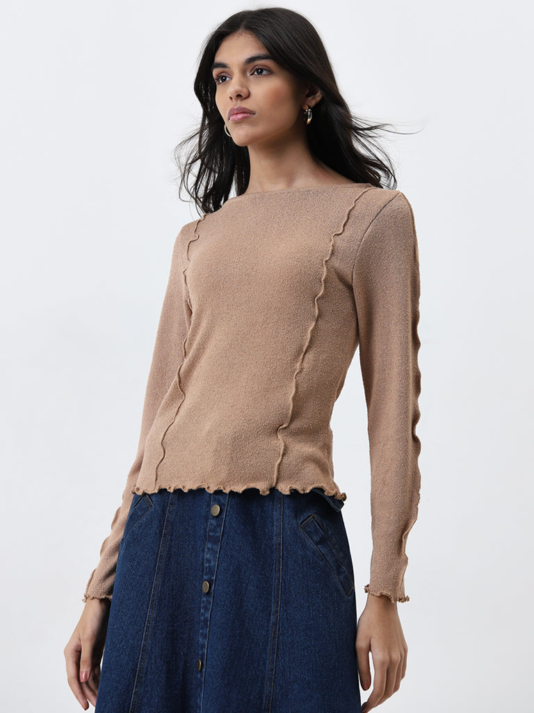 LOV Beige Knitted Top