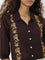 Bombay Paisley Dark Brown Floral Embroidered Cotton Shirt