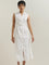 LOV White Schiffli Design A-Line Dress