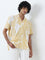 Nuon Yellow Abstract Printed Crinkled Relaxed-Fit Shirt