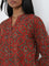 Utsa Red Printed Straight Cotton Kurta