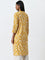 Utsa Yellow Ikat Printed Straight Cotton Kurta