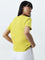 Studiofit Yellow Printed Cotton T-Shirt