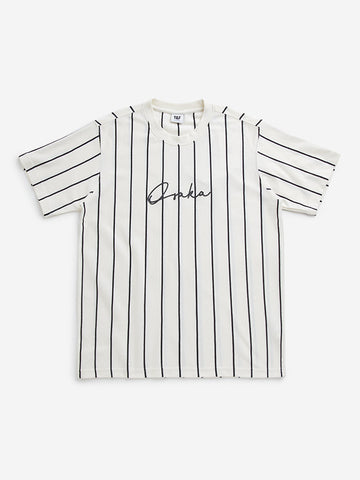 Y&F Kids Off-White Striped T-Shirt