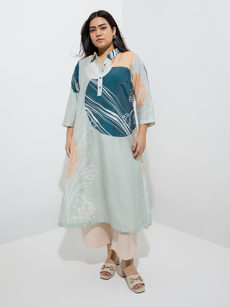 Diza Multicolour Floral Design A-Line Kurta